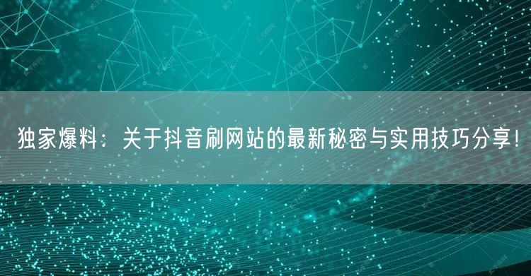 独家爆料：关于抖音刷网站的最新秘密与实用技巧分享！